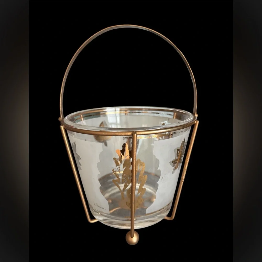 Mid-Century vintage Libbey ice bucket and holder
